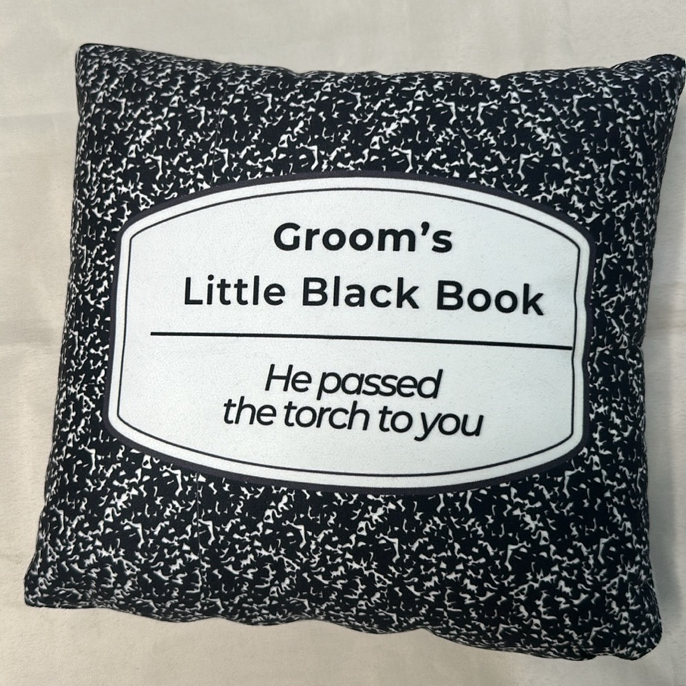 Bridal Pillow Grooms Little Black Book Pillow Cover - Picture 3 of 6